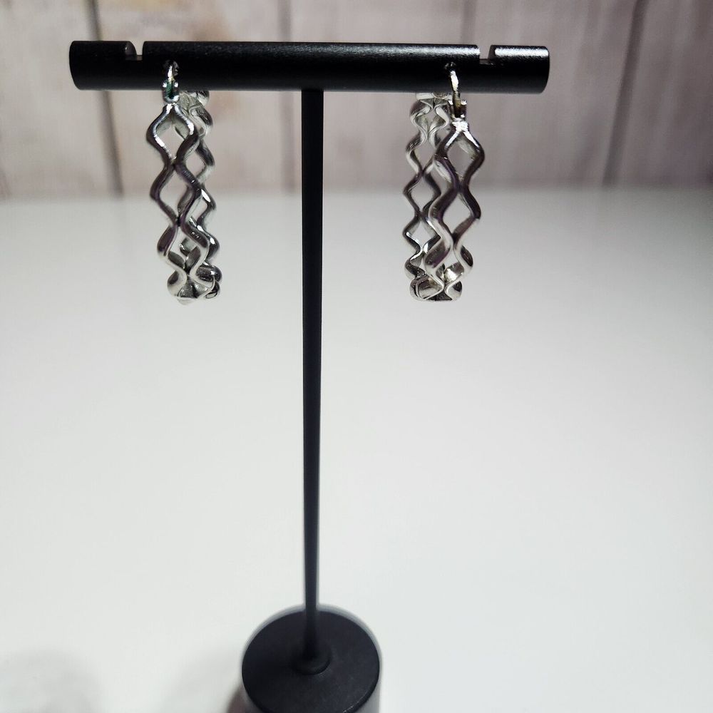 Lia Sophia Silver Wavy Hinge Back Hoop Earrings